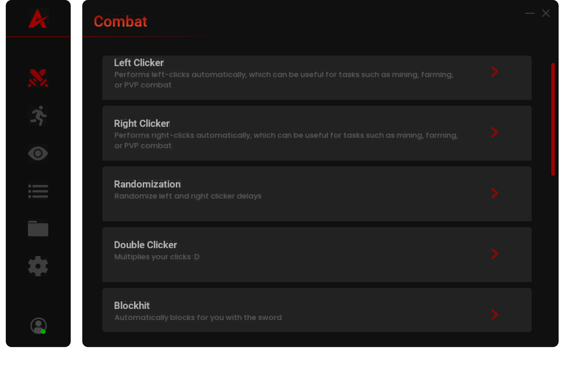 The Akira Memory menu